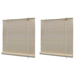 vidaXL Bamboo Roller Blinds Kitchen Blackout Curtain 2 pcs 120x160 cm Natural