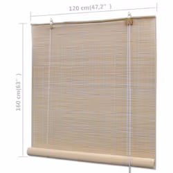 vidaXL Bamboo Roller Blinds Kitchen Blackout Curtain 2 pcs 120x160 cm Natural - Additional view 6