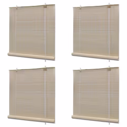 vidaXL Bamboo Roller Blinds Kitchen Blackout Curtain 4 pcs 120x160 cm Natural