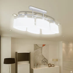 vidaXL 4x Ceiling Lamp with Ellipsoid Glass Shades E14 Lighting Bedroom Office