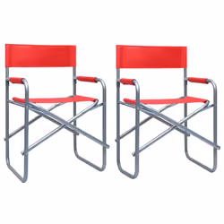 vidaXL 2x Director's Chairs Steel Red Outdoor Garden Folding Seating Chair