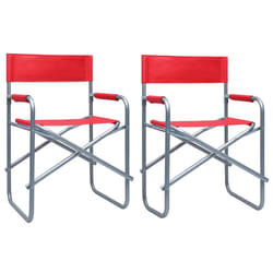 vidaXL 2x Director's Chairs Steel Red Outdoor Garden Folding Seating Chair