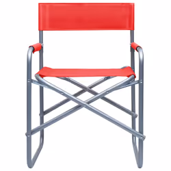 vidaXL 2x Director's Chairs Steel Red Outdoor Garden Folding Seating Chair