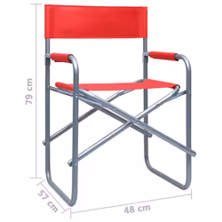 vidaXL 2x Director's Chairs Steel Red Outdoor Garden Folding Seating Chair