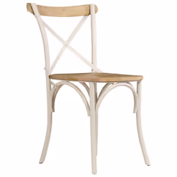 vidaXL 4x Solid Mango Wood Cross Chairs Steel Frame White Open Crossed Back