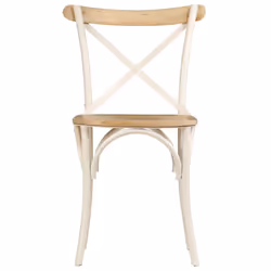 vidaXL 4x Solid Mango Wood Cross Chairs Steel Frame White Open Crossed Back