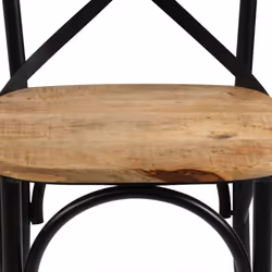 vidaXL 4x Solid Mango Wood Cross Chairs Steel Frame Black Open Crossed Back - Additional view 2