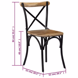 vidaXL 4x Solid Mango Wood Cross Chairs Steel Frame Black Open Crossed Back - Additional view 5