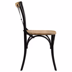 vidaXL 4x Solid Mango Wood Cross Chairs Steel Frame Black Open Crossed Back - Additional view 7