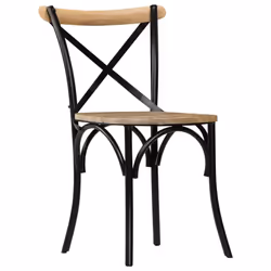 vidaXL 6x Solid Mango Wood Cross Chairs Steel Frame Black Open Crossed Back - Additional view 2