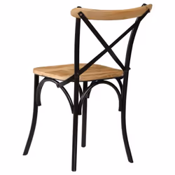 vidaXL 6x Solid Mango Wood Cross Chairs Steel Frame Black Open Crossed Back - Additional view 3