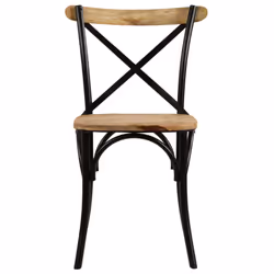 vidaXL 6x Solid Mango Wood Cross Chairs Steel Frame Black Open Crossed Back - Additional view 5