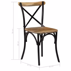 vidaXL 6x Solid Mango Wood Cross Chairs Steel Frame Black Open Crossed Back - Additional view 9