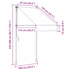 vidaXL Manual Retractable Awning with LED 100cm Blue and White Folding Canopy - Additional view 7