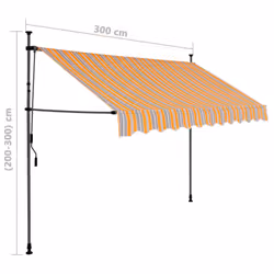 vidaXL Manual Retractable Awning with LED 300cm Yellow and Blue Folding Canopy