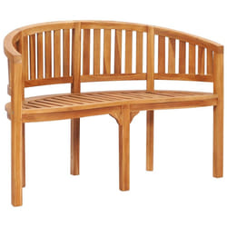 vidaXL Solid Teak Wood Banana Bench 120cm Patio Bench Outdoor Seating Garden