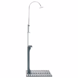 vidaXL Garden Shower Anthracite Wood Outdoor Swimming Poolside Showering Bath