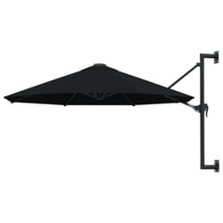 vidaXL Wall-Mounted Garden Parasol with Metal Pole Outdoor Umbrella Black