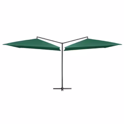 vidaXL Double Parasol with Steel Pole Green Outdoor Garden Umbrella Sunshade