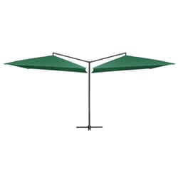 vidaXL Double Parasol with Steel Pole Green Outdoor Garden Umbrella Sunshade