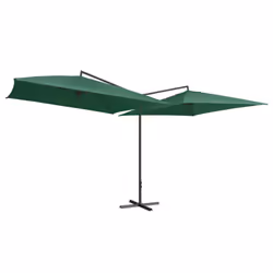 vidaXL Double Parasol with Steel Pole Green Outdoor Garden Umbrella Sunshade
