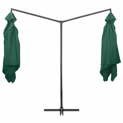 vidaXL Double Parasol with Steel Pole Green Outdoor Garden Umbrella Sunshade