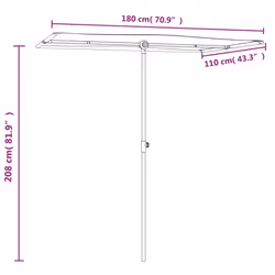 vidaXL Outdoor Parasol with Aluminium Pole Garden Patio Umbrella Canopy Shade - black - Additional view 10