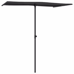 vidaXL Outdoor Parasol with Aluminium Pole Garden Patio Umbrella Canopy Shade - black - Additional view 2