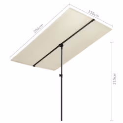 vidaXL Garden Parasol with Aluminium Pole Sunshade Outdoor Umbrella Sand White - Additional view 6