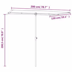 vidaXL Garden Parasol with Aluminium Pole Sunshade Outdoor Umbrella Sand White - Additional view 9