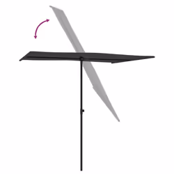 vidaXL Garden Parasol with Aluminium Pole Sunshade Outdoor Umbrella Black - Additional view 5