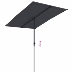 vidaXL Garden Parasol with Aluminium Pole Sunshade Outdoor Umbrella Black - Additional view 6
