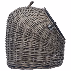 vidaXL Cat Transporter Grey 45x35x35cm Natural Willow Pet Basket Puppy Carrier - Additional view 4