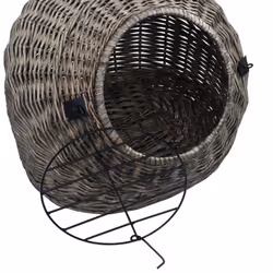 vidaXL Cat Transporter Grey 45x35x35cm Natural Willow Pet Basket Puppy Carrier - Additional view 6