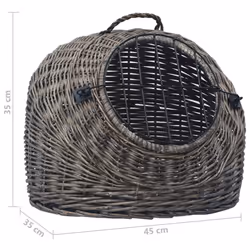 vidaXL Cat Transporter Grey 45x35x35cm Natural Willow Pet Basket Puppy Carrier - Additional view 7