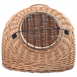 vidaXL Cat Transporter 45x35x35cm Natural Willow Pet Basket Puppy Carrier
