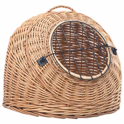 vidaXL Cat Transporter 45x35x35cm Natural Willow Pet Basket Puppy Carrier