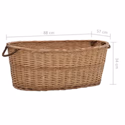 vidaXL Firewood Basket with Carrying Handles 88x57x34cm Natural Willow Basket - Additional view 8