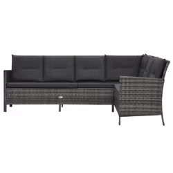 vidaXL 4 Piece Garden Lounge Set with Cushions Poly Rattan Grey Furniture Set