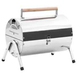 vidaXL Portable Tabletop Charcoal BBQ Grill Stainless Steel Double Grid Picnic