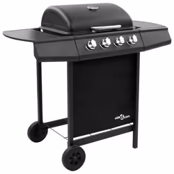 vidaXL Gas BBQ Grill with 4 Burners Black Natural Gas Outdoor Barbecue Grills