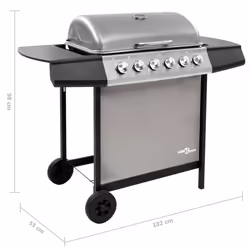 vidaXLGas BBQ Grill with 6 Burners Black and Silver Barbecue Outdoor Cooker - Additional view 3