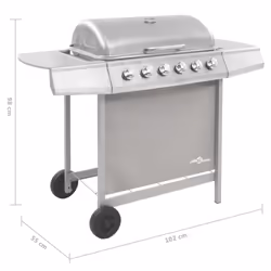 vidaXL Gas BBQ Grill with 6 Burners Silver Natural Gas Barbecue Side Burner - Additional view 6