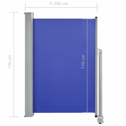 vidaXL Patio Retractable Side Awning Garden Canopy Outdoor Privacy Screen - blue, 120 x 300 cm - Additional view 3