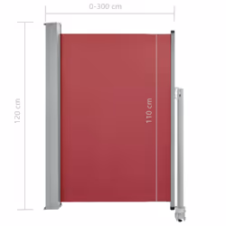 vidaXL Patio Retractable Side Awning Garden Canopy Outdoor Privacy Screen - red, 120 x 300 cm - Additional view 7