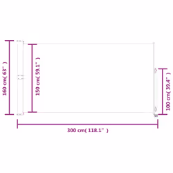 vidaXL Patio Retractable Side Awning Garden Canopy Outdoor Privacy Screen - brown, 160 x 300 cm - Additional view 3
