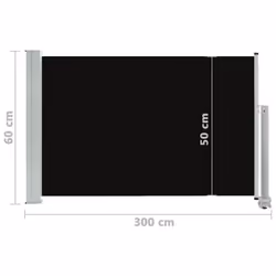 vidaXL Patio Retractable Side Awning 60x300cm Black Privacy Screen Blind Shade - Additional view 3