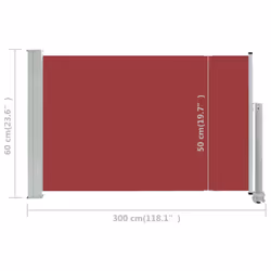 vidaXL Patio Retractable Side Awning Privacy Screen Garden Sunshade Screen - red, 60 x 300 cm - Additional view 7