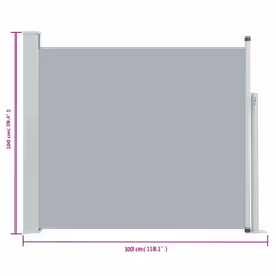 vidaXL Patio Retractable Side Awning Grey Privacy Screen Canopy Sunshade Yard