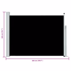 vidaXL Patio Retractable Side Awning 100x500cm Black Privacy Garden Screen